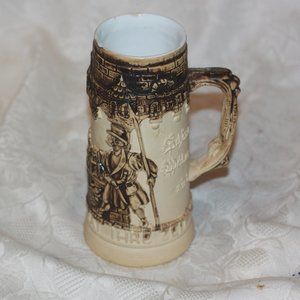vintage German beer stein Mug porcelain ceramic Scenic Raised Detail